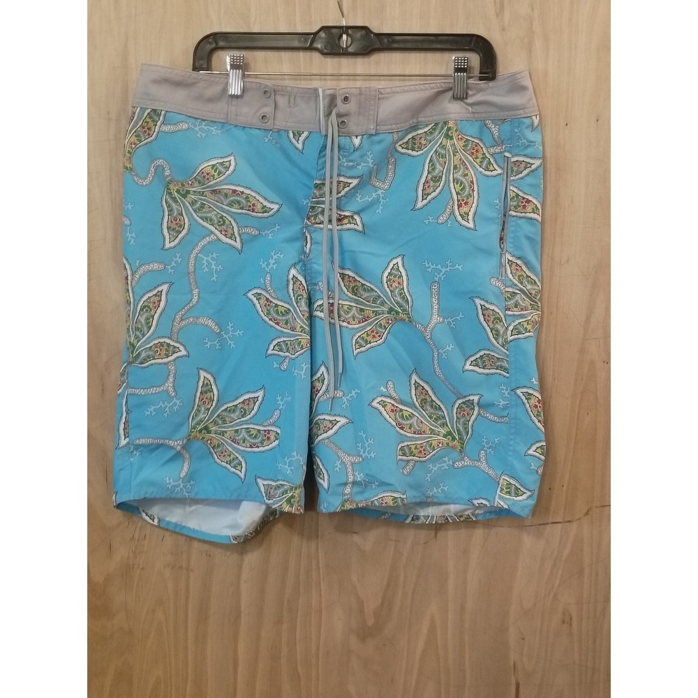 Old Bull Lee Mens Board Shorts Size 36 Blue Floral Coral Surf Trunks California